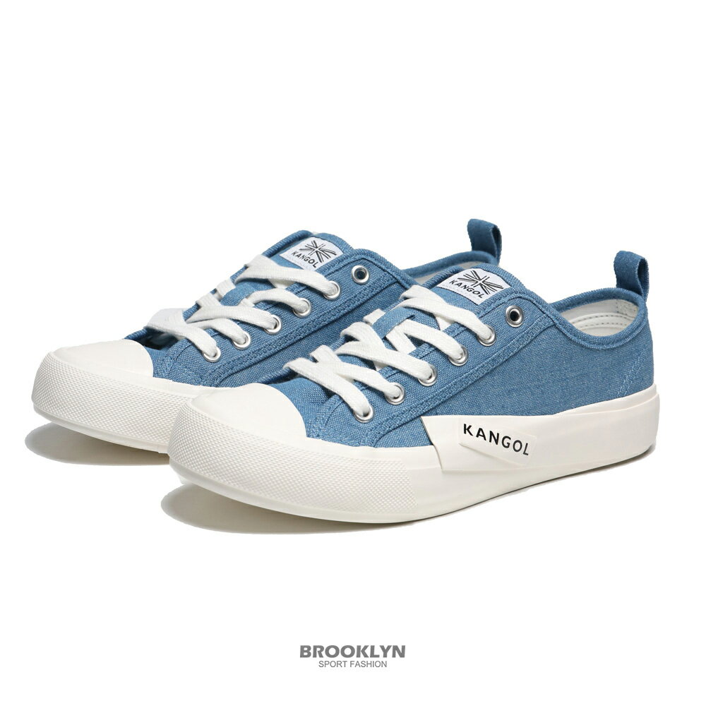 【滿額現折300】KANGOL 帆布鞋 藍 側方標 解構 休閒鞋 女 (布魯克林) 6222160380