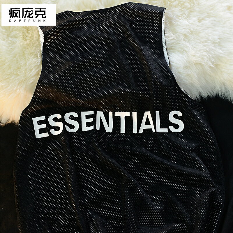 FEAR OF GOD FOG ESSENTIALS透氣網眼背心字母高街無袖T袖男女夏