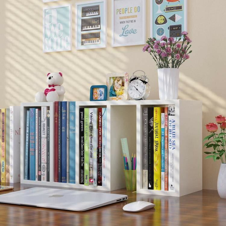 創意學生桌上書架置物架簡易組合兒童桌面小書架迷你收納櫃小書櫃xw