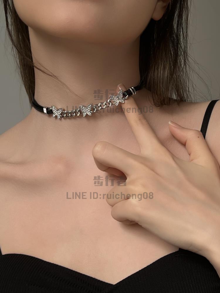 KANSAI水鉆蝴蝶項鏈女choker時尚辣妹鎖骨鏈小眾頸鏈脖子酷潮配飾【步行者戶外生活館】 3