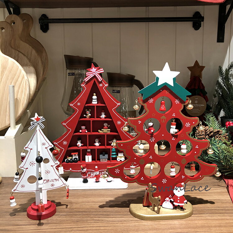 同步modern house 鏤空趣味組合立體掛件小人木質圣誕樹擺件
