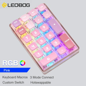 LEOBOG K21鍵藍牙無線有線三模客制化數字辦公小鍵盤迷你機械透明