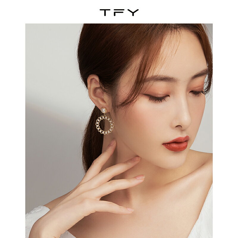 TFY氣質珍珠耳釘女夏高級感圓圈耳環年新款潮設計感小眾耳飾