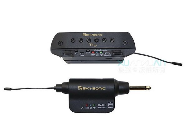 免運費 SkySonic FS-1 雙系統 雙線圈/麥克風 無線導線 低雜訊 可免挖洞 專業音孔拾音器【唐尼樂器】