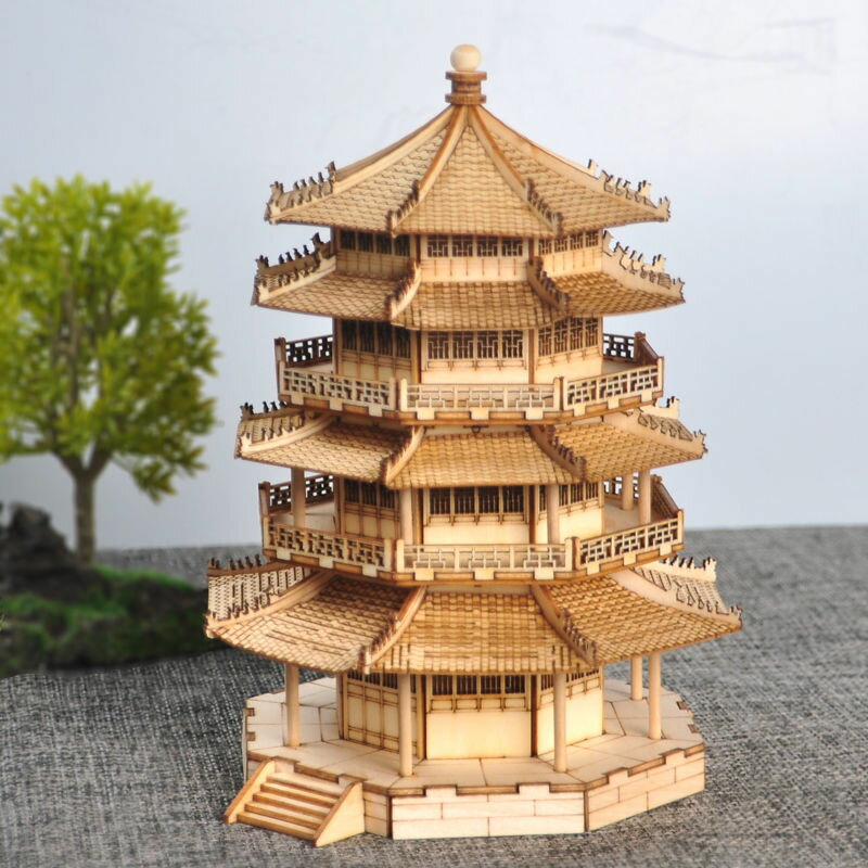 免運開立發票 玩具模型 拼裝手工木質建築模型仿古牌樓亭子寶塔樓閣殿微縮場景diy中國風 快速出貨