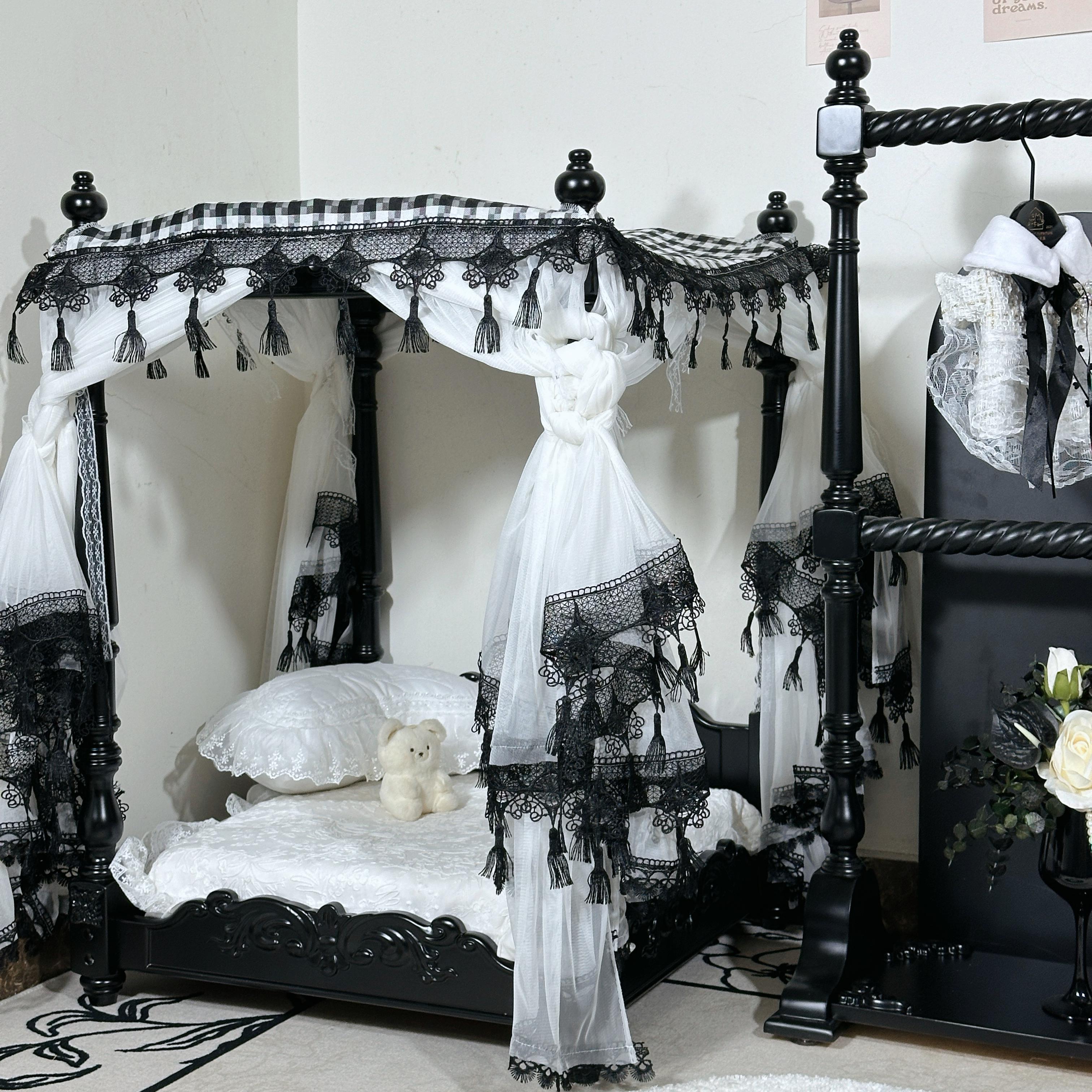 【可打統編 超低價】一芯有寵?宮廷復古架子床實法式美式床小型犬貓咪豪華床床幔蚊帳 3