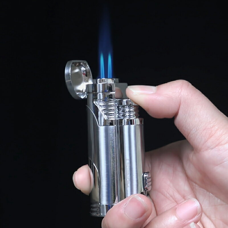 直沖打火機防雙火苗藍焰雪茄點煙器創意個男士氣體