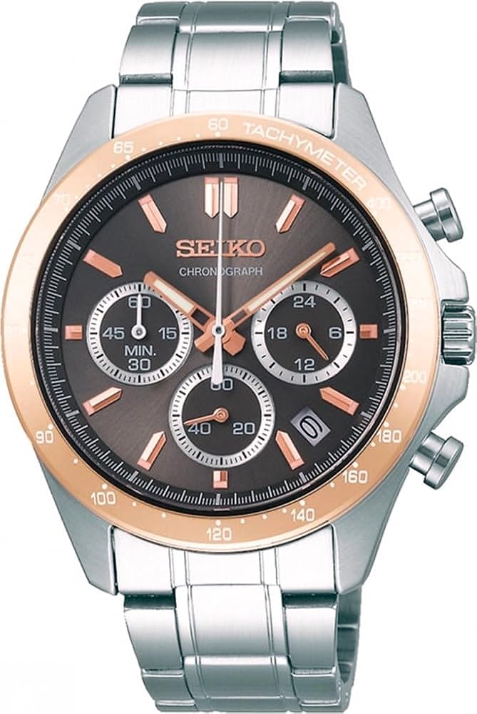 日本代購 SEIKO 精工 SPIRIT系列 三眼計時腕錶 SBTR026 不鏽鋼錶殼 10氣壓防水 石英錶 玫瑰金