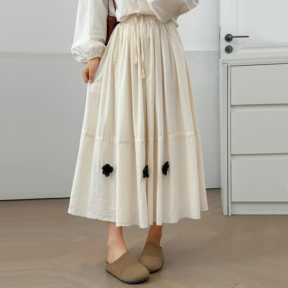 ＊ORead＊學藝範復古麻棉小花半身裙(圖片色F碼)