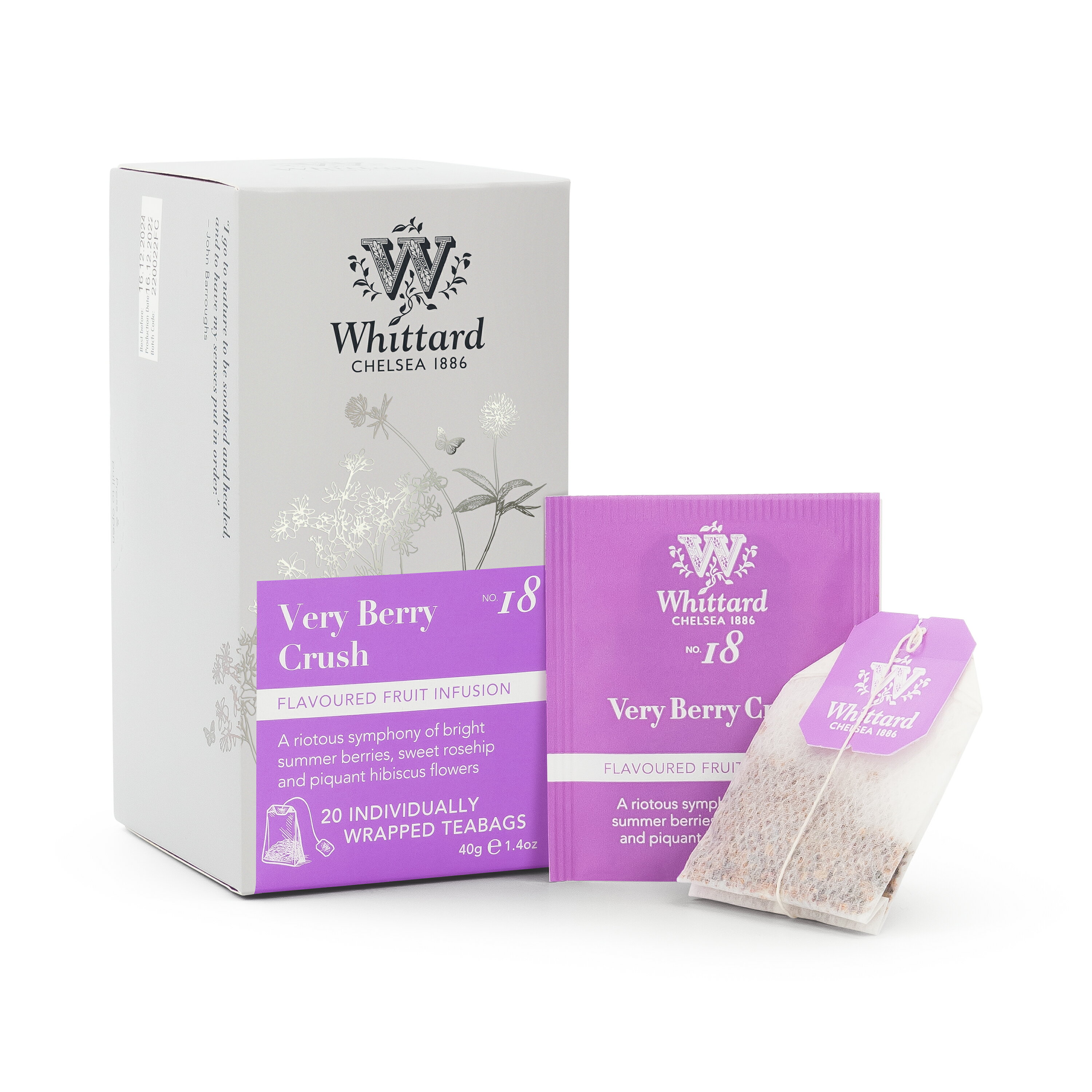 英國 Whittard of Chelsea 愛戀莓果茶 Very Berry Crush -水果茶&草本茶系列-40g/2gx20入/盒 2