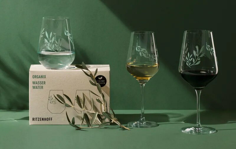 【德國 RITZENHOFF】ORGANIX綠色環保系列紅酒對杯組-橄欖綠枝