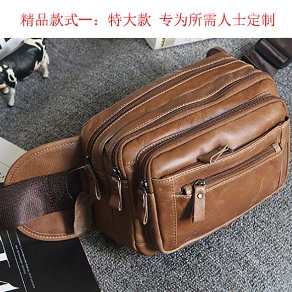 真皮腰包男 新款特大頭層牛皮腰包男士戶外收銀生意包男真皮商務旅遊休閑手機