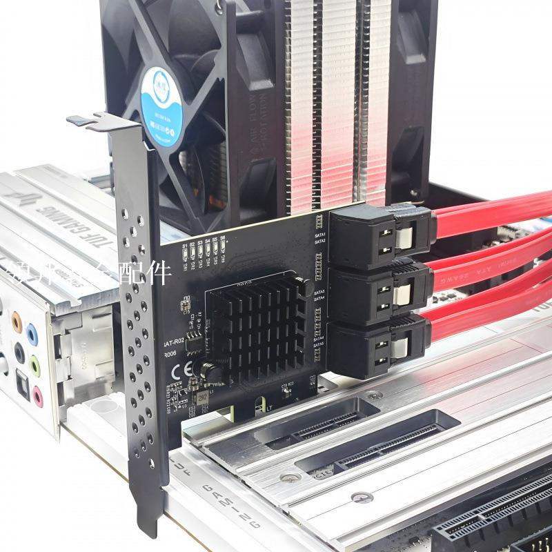 PCI-E 3.0轉6口SATA3.0硬碟ssd轉接卡6G擴充套件卡RTL9100VB瑞昱主控[領邦五金配件]