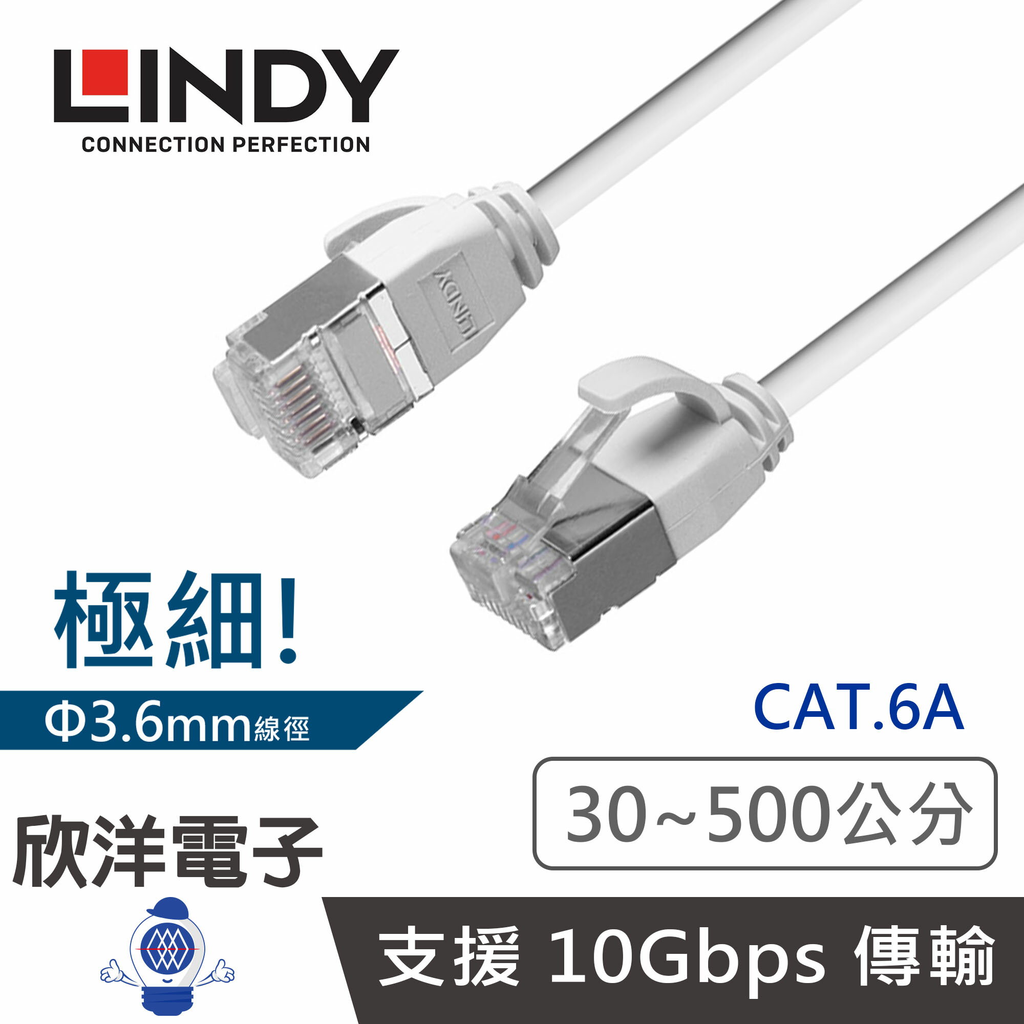 ※ 欣洋電子 ※ LINDY林帝 極細網路線 CAT.6A 極細乙太低煙無鹵網路線 U/FTP 灰色 30公分~500公分 圓線 (47590) (47591) (47592) (47593) (47594) (47595) (47596