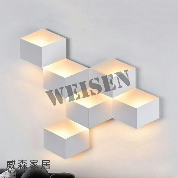 【威森家居】立體幾何LED壁燈 書房創意北歐美式簡約現代大廳臥室客廳吸頂燈吊燈檯燈時尚陽台過道燈具現貨 L190132 1
