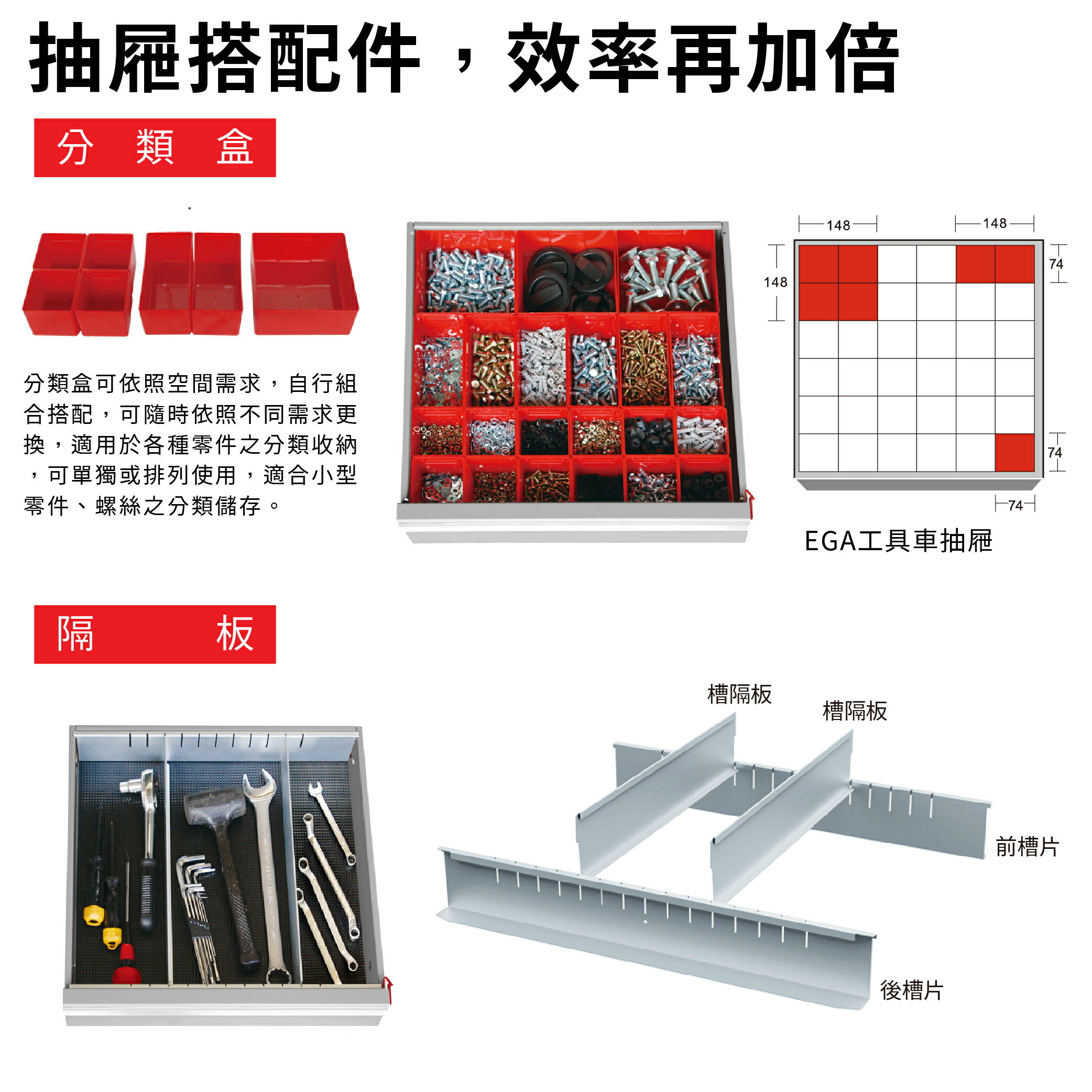 【天鋼 tanko】標準型工具櫃 EGA-7041  耐重櫃 效率櫃 工具收納櫃 抽屜櫃 重型櫃 抽屜耐重 6