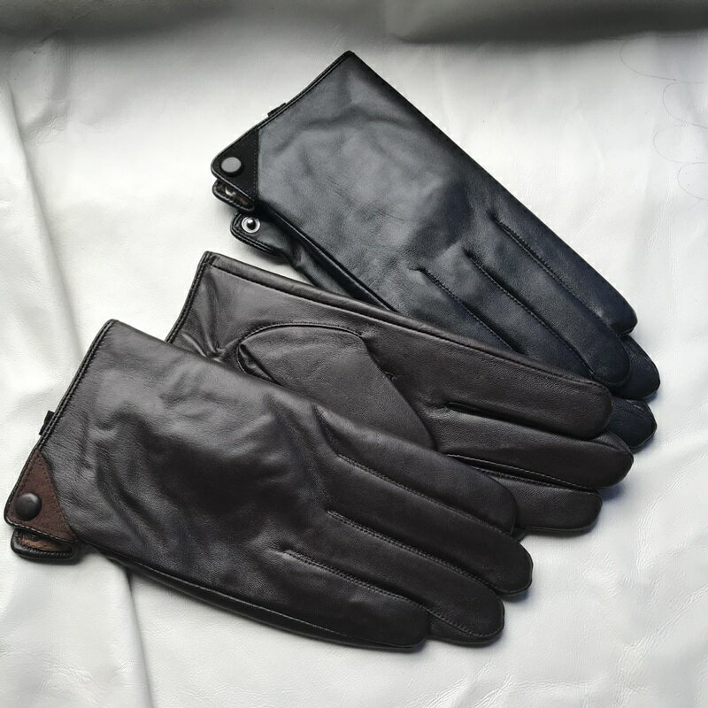 現貨+預購 真皮手套觸控手套-綿羊皮加絨駕駛保暖男手套2色74bx1【獨家進口】【米蘭精品】