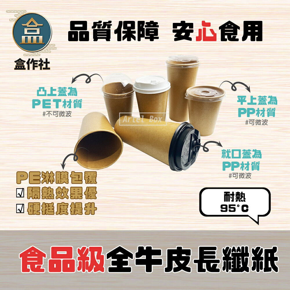 【盒作社】90口徑牛卡紙杯系列🥤[箱購免運優惠中]#台灣製造/紙杯/外帶容器/飲料容器/環保紙杯/就口杯/飲料杯 2