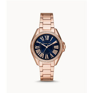 Michael Kors 時代女模降臨晶鑽優質腕錶-藍+玫瑰金-MK6930