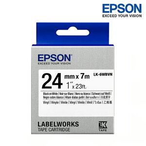 EPSON LK-6WBVN 白底黑字 標籤帶 耐久型 (寬度24mm) 標籤貼紙 S656417
