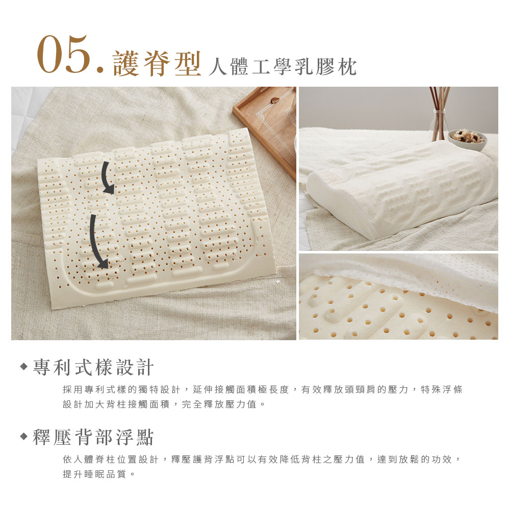 【DUYAN 竹漾】人體工學乳膠枕- 多款任選 | 蝶型 | 蜂巢型 | 按摩型｜頭頸舒壓型 6
