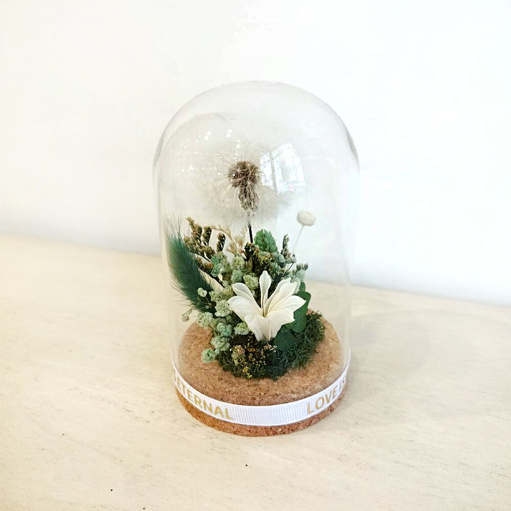 萩蒔花花藝x覓品竹北手作店-乾燥花x永生花創作橢圓玻璃花盅-幸福蒲公英-共2色 8