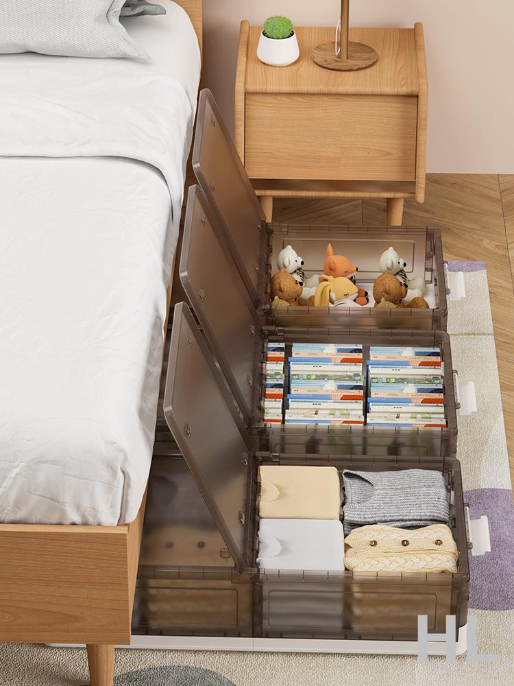 HL 床底收納箱可折疊帶輪扁平整理箱家用床尾衣服儲物神器床下收納盒