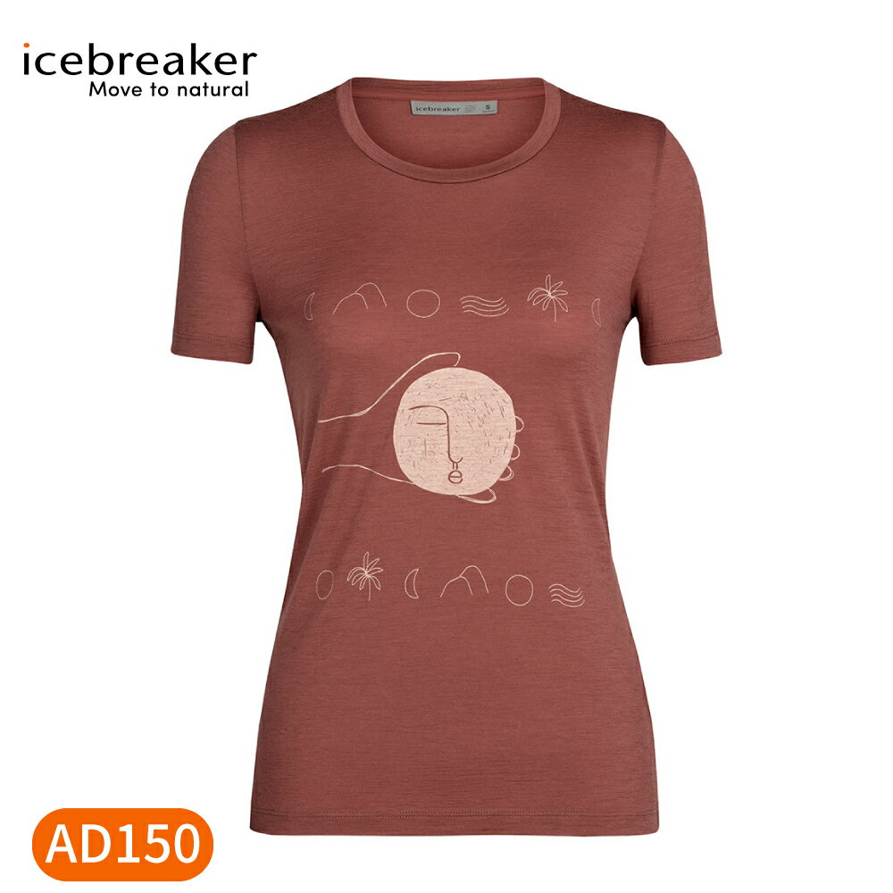 【Icebreaker 女 Tech Lite II圓領短袖上衣AD150日月經天《紫羅蘭紅》】IB0A56DT/短T/短袖
