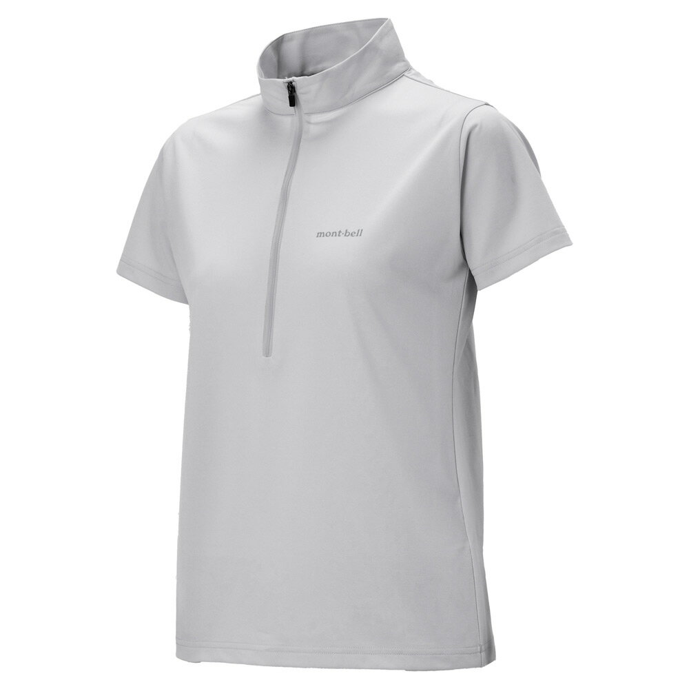 ├登山樂┤日本 mont-bell WIC. UV-Tect S/S Zip Shirt 女 #1114935LGY 淺灰