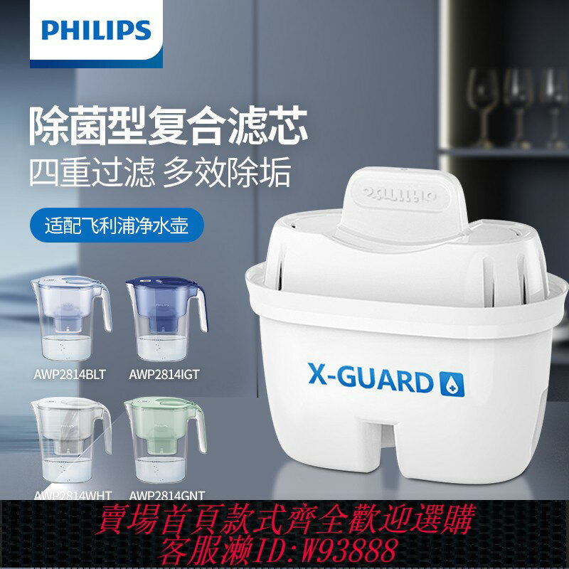 {臺灣公司貨 可打統編}飛利浦濾水壺濾芯原裝家用凈水壺濾芯去除水垢復合濾芯適用碧然德
