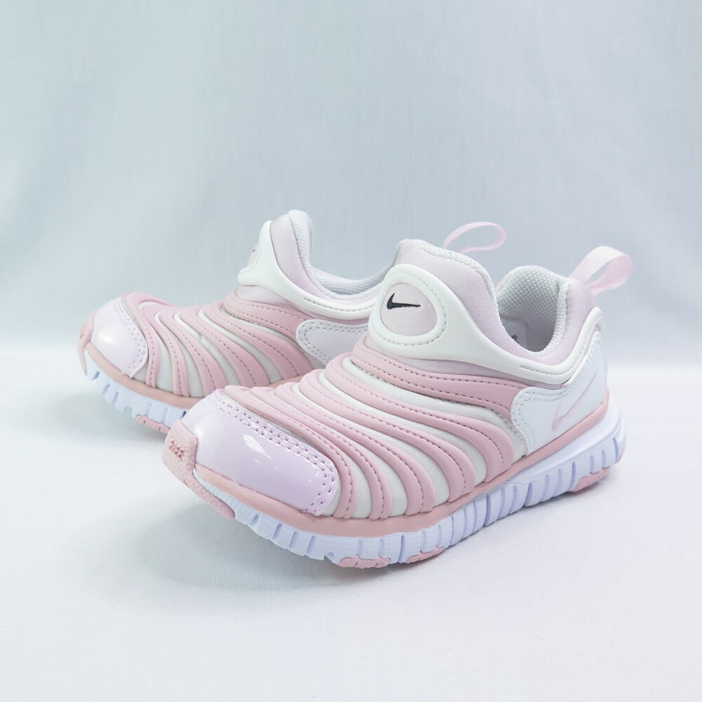 NIKE 343738637 中童鞋 毛毛蟲運動鞋 Dynamo Free 無鞋帶即穿 泡沫粉/白/黑