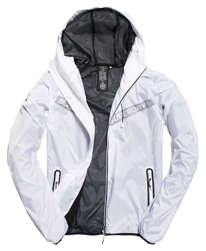 跩狗嚴選 春夏輕薄款 極度乾燥 Superdry 運動風衣 白 Logo 黑白 網眼 連帽外套 夾克 風衣 Cagoule