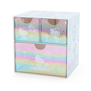 asdfkitty*KITTY鐳射彩虹桌上型抽屜式收納盒/置物盒-日本正版商品