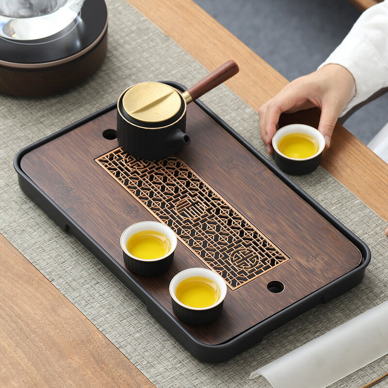 快速出貨 附發票 茶盤家用託盤功夫茶具套裝茶海2022新款竹實木客廳瀝水幹泡小茶臺