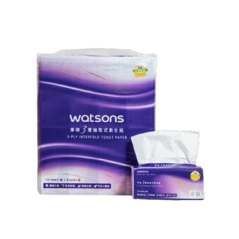 屈臣氏厚磅三層抽取式衛生紙120抽8包 1