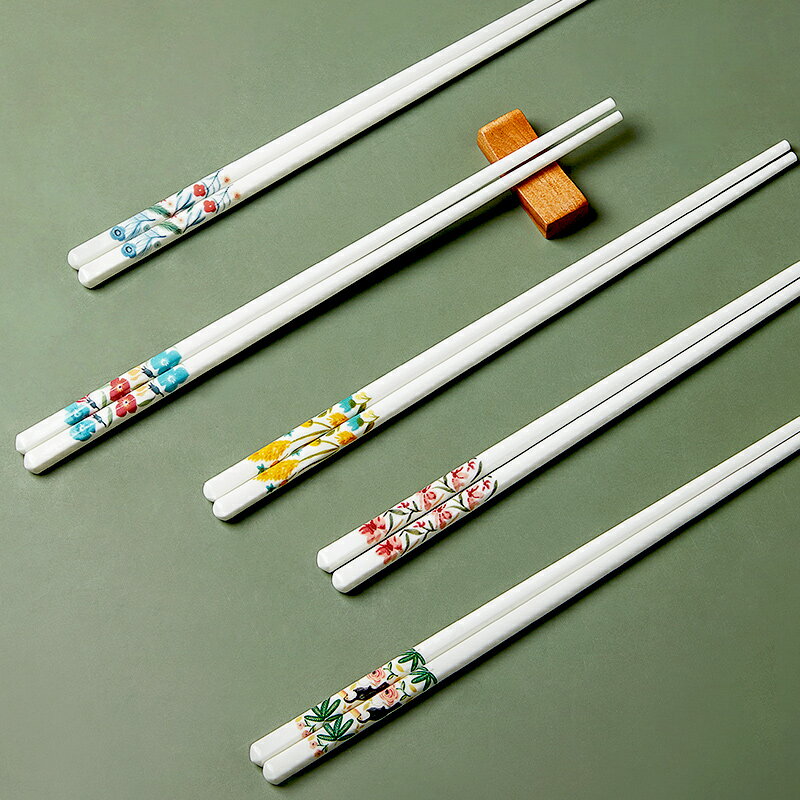 【清倉買一送一】陶瓷筷子日式套裝定制風高端精致情侶印花耐高溫
