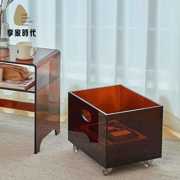 現貨減免 亞克力展示盒 亞克力收納盒 亞克力 ins高階感亞克力床頭櫃沙發邊幾帶抽屜移動透明收納櫃臥室儲物箱 八折下殺wy24