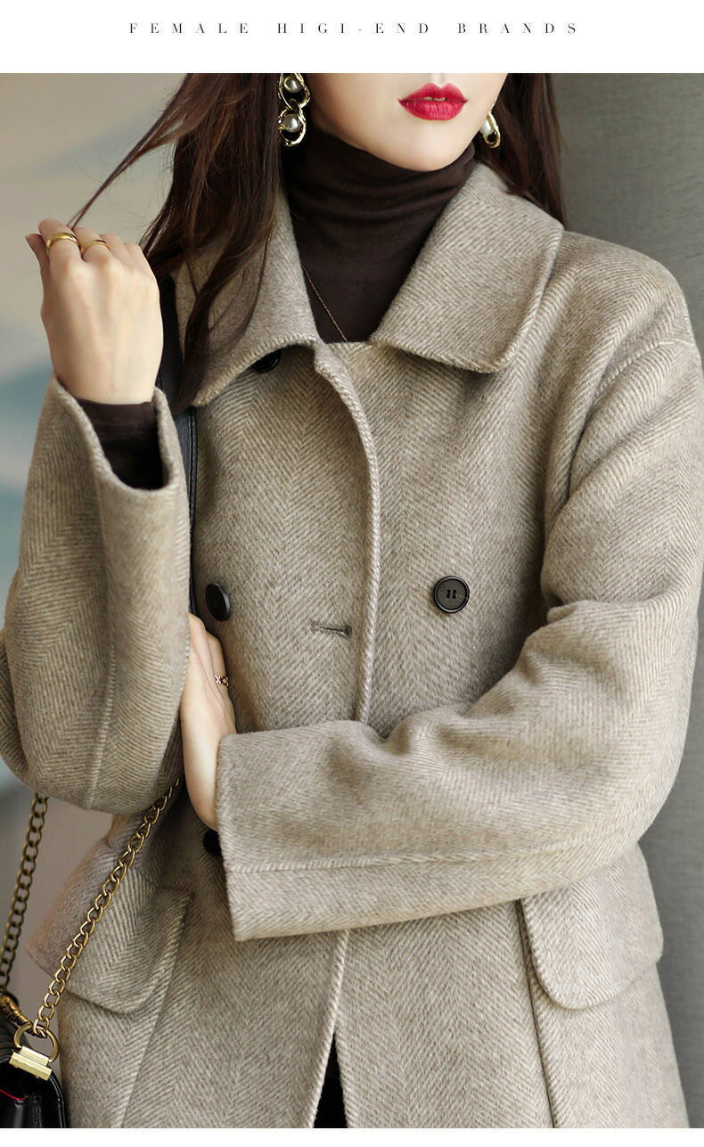 女裝 外套 韓系風 氣質上衣 韓版   外套女秋冬新款減齡加厚韓版中長款寬鬆呢子外套 6