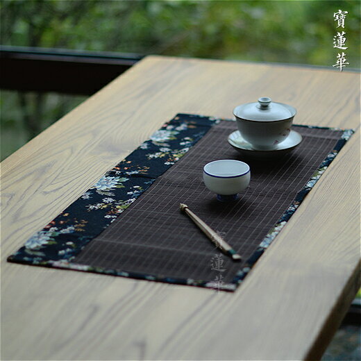 隨身簡約竹布茶墊 茶席布藝茶墊竹桌旗包竹墊茶簾竹席隔熱茶盤墊 1
