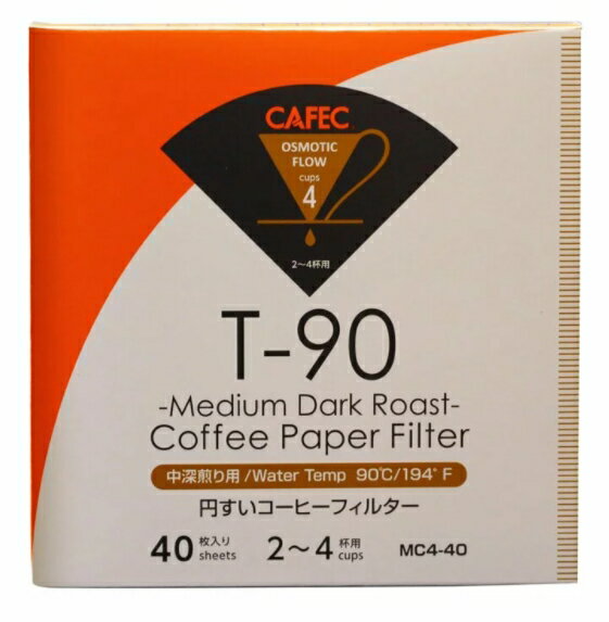 金時代書香咖啡 CAFEC 三洋 T-90 錐形漂白中深烘專用濾紙 04 2-4人用 40入裝 CFD-04-T-90