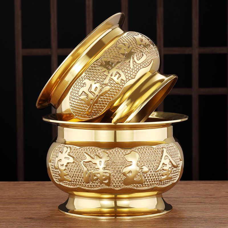 黃銅香爐家用供奉插香供佛室內祭祀仙家財神招財上香插香檀香爐c7301