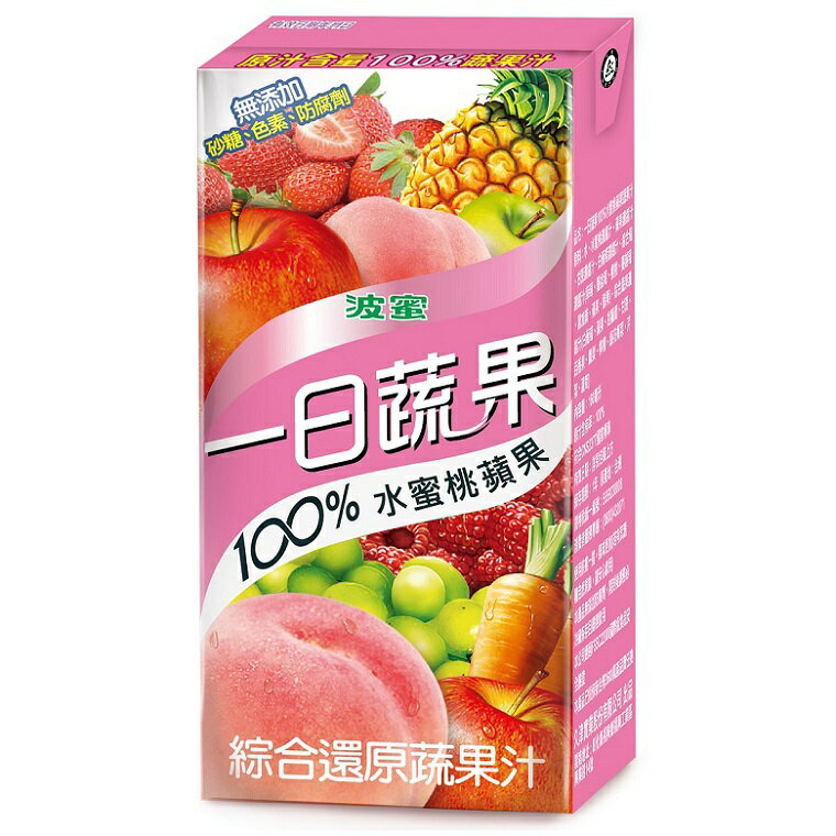 波蜜 一日蔬果100%水蜜桃蘋果蔬果汁(160ml*6包/組) [大買家]