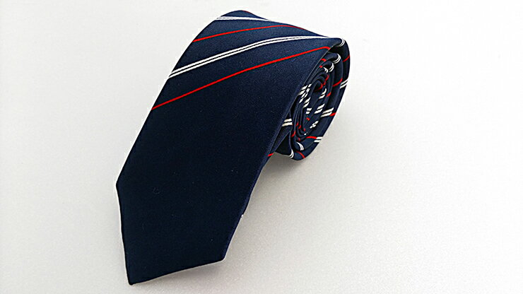 經典時尚款_藍底藍白紅細斜紋領帶