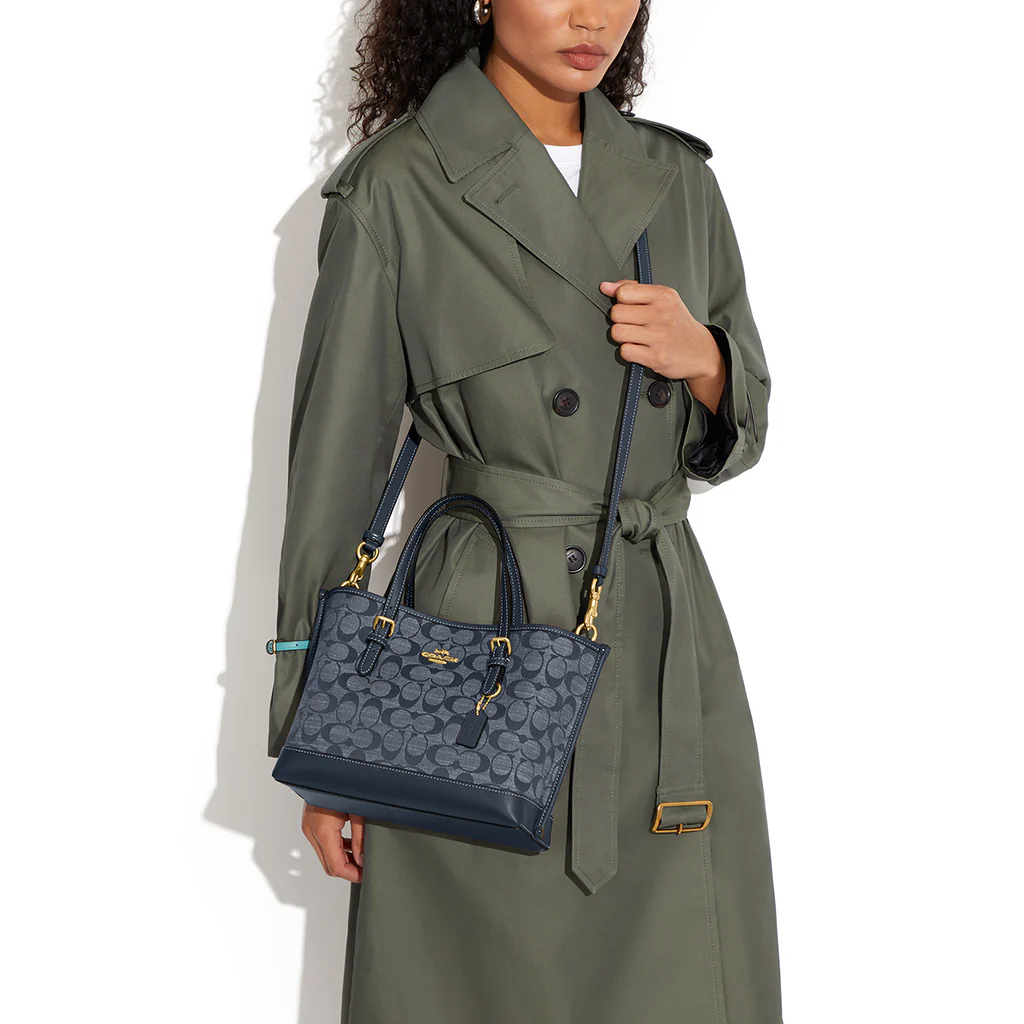 精選★COACH Mollie25 中號香布蕾chambray 手提單肩斜挎包 CH228(深藍現貨)~【母親節禮物★菲尼斯 國際精品3折起 春夏新品 換季下殺】 5