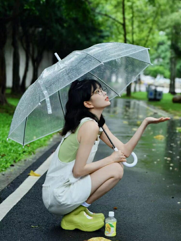 日系小清新透明雨傘結實大號雙人自動長柄傘ins高顏值網紅拍照女
