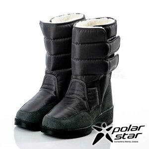 【PolarStar】女保暖雪鞋『黑』P18633 (冰爪 / 內厚鋪毛 /防滑鞋底)