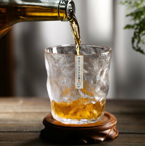日式冰川酒杯．高顏值INS風 荒石杯玻璃杯 家用網紅創意茶杯洋酒杯子威士忌酒杯（矮款）