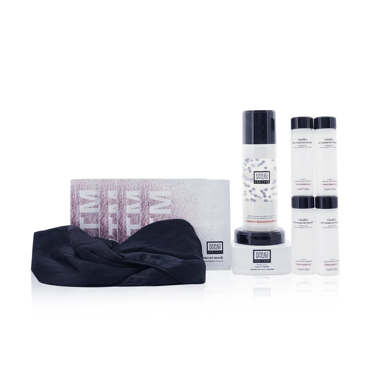 奧倫納素 Erno Laszlo - 傳奇睡眠套裝: 雙重淨肌排毒潔面啫喱 100ml + 水療冰白面膜 8塊 + 平衡晚間水柔乳霜 50ml + 髮箍 + 化妝袋