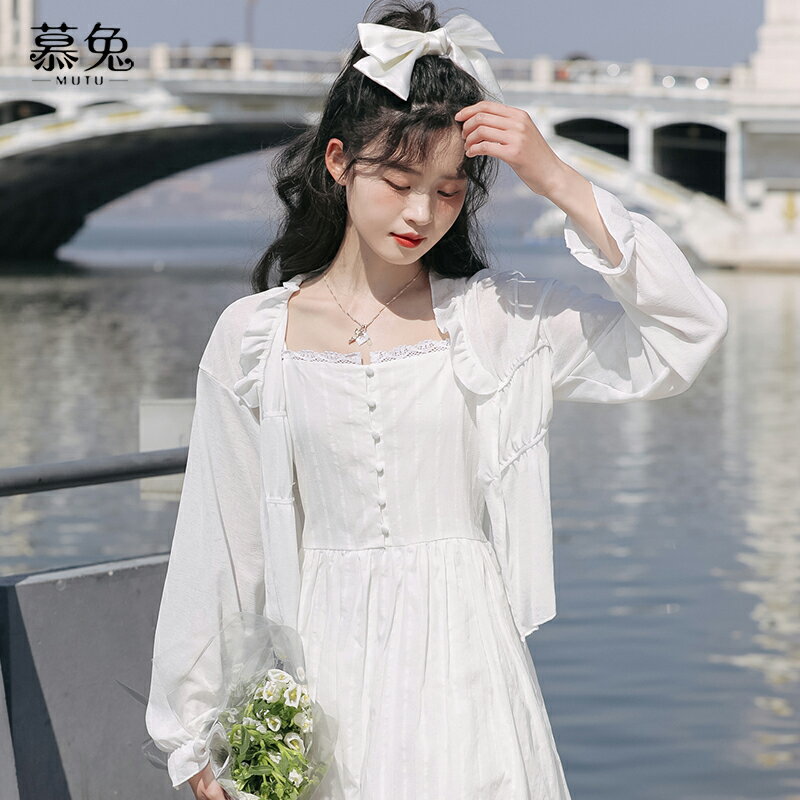 慕兔法式白色雪紡襯衫女2022夏新款別致設計感小眾泡泡袖防曬上衣