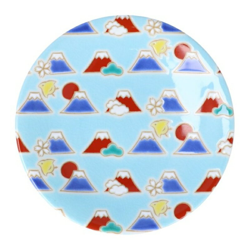 日本製 九谷燒 緣起小皿-富士山 12cm 青郊窯 豆皿 點心盤 飾盤 禮物＊夏日微風＊